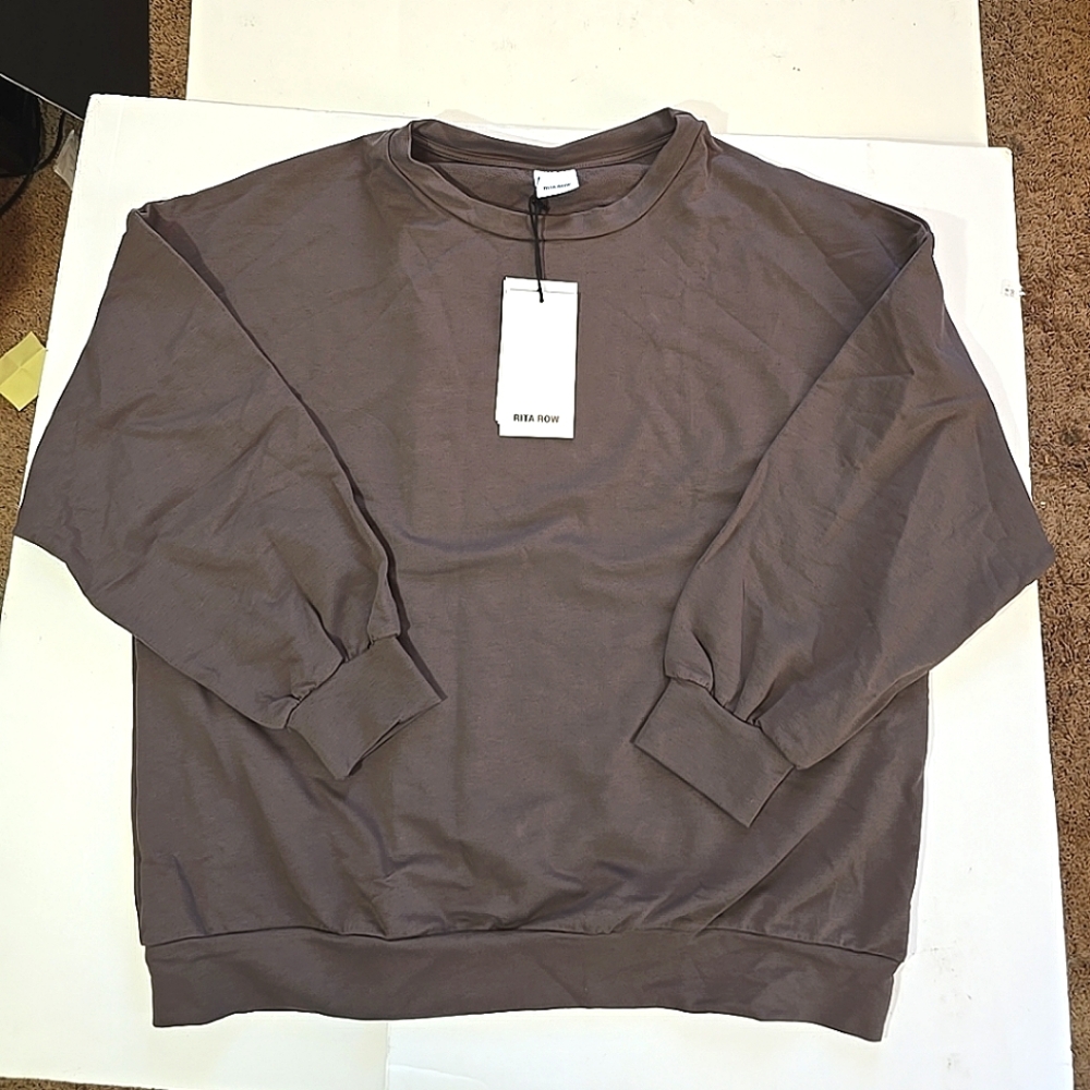 NWT RITA ROW Womens Oversized Pullover Size L Ash
